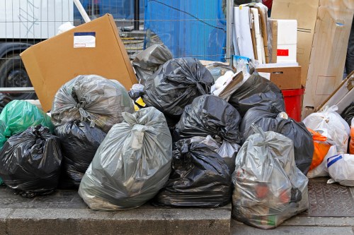 Waste collection trucks in Marylebone