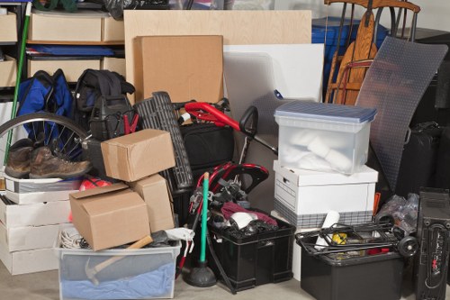 Garden clearance tools and equipment arranged neatly